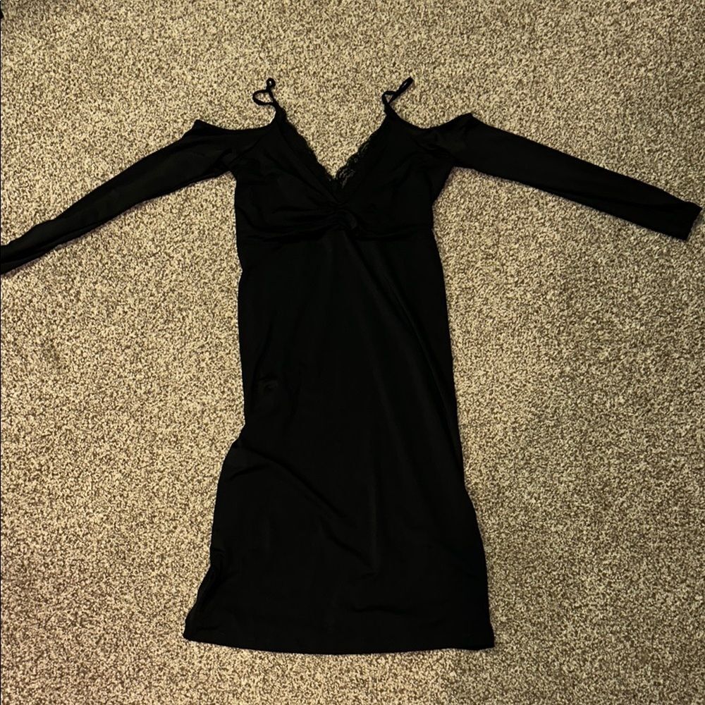 ASOS Elegant Black off the shoulder strappy Dress